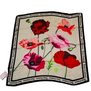 Juicy Couture Square Scarf ~35"x~35" Classic Maxi Floral Print NWT RARE …